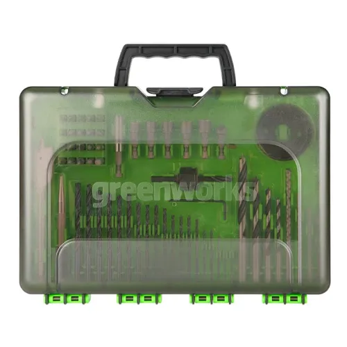 Набор сверл, бит и коронок в кейсе Greenworks 2944507 (60 шт.) — детальное фото