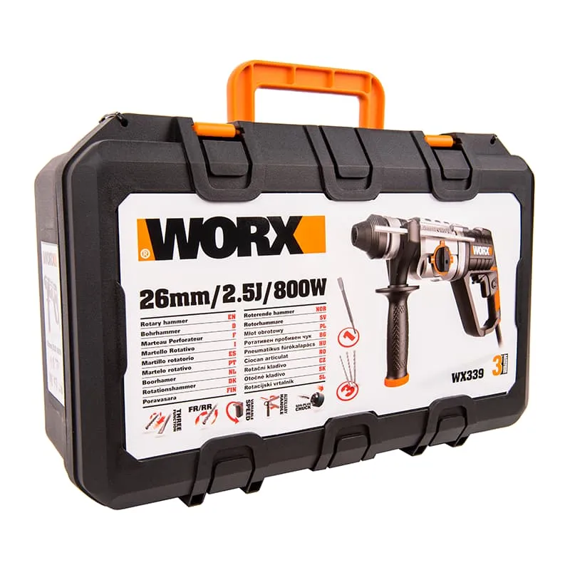 Перфоратор WORX WX339 220V 800Вт 2,5Дж электрический — детальное фото